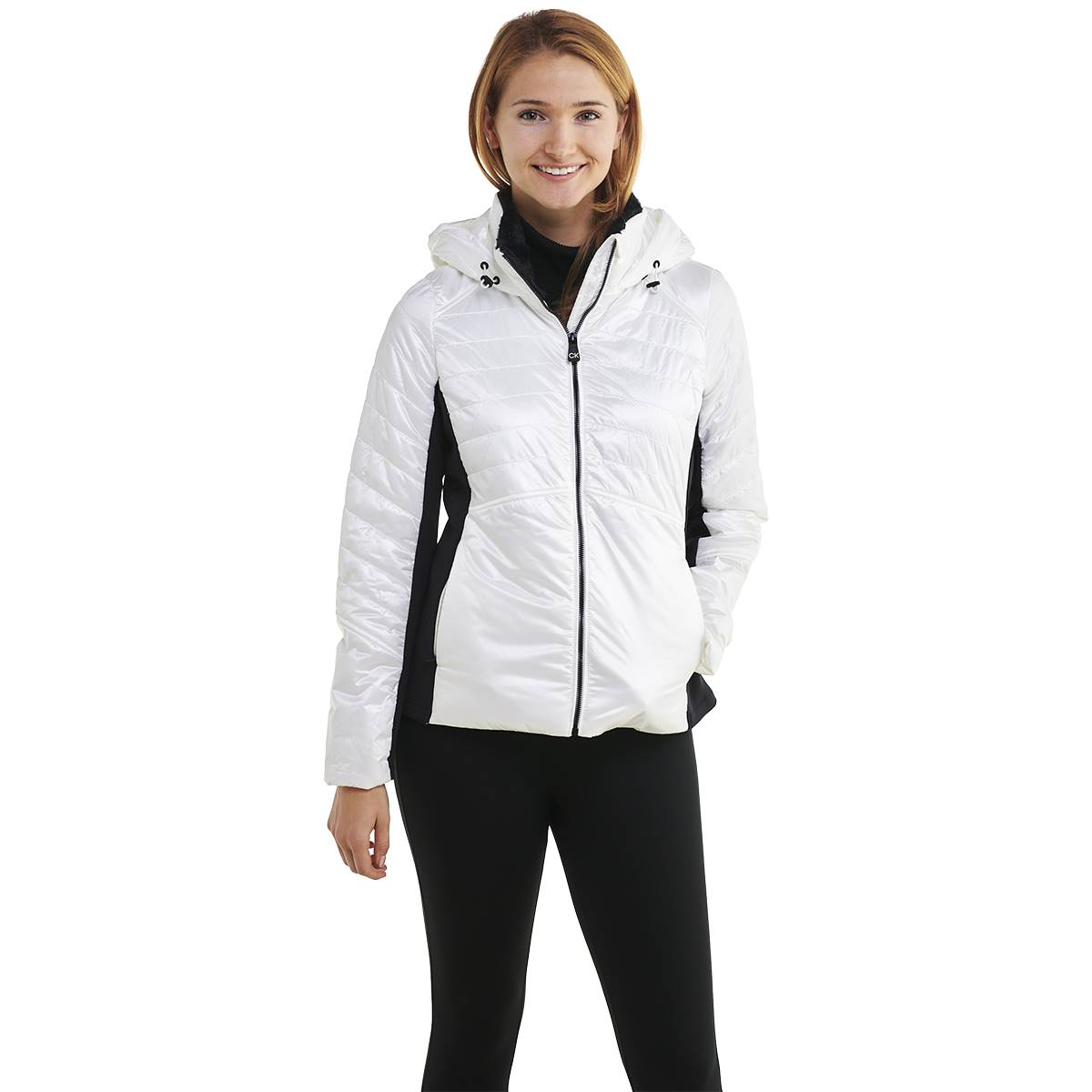 Womens Calvin Klein Performance Hooded Poly Fill Jacket W/Panels