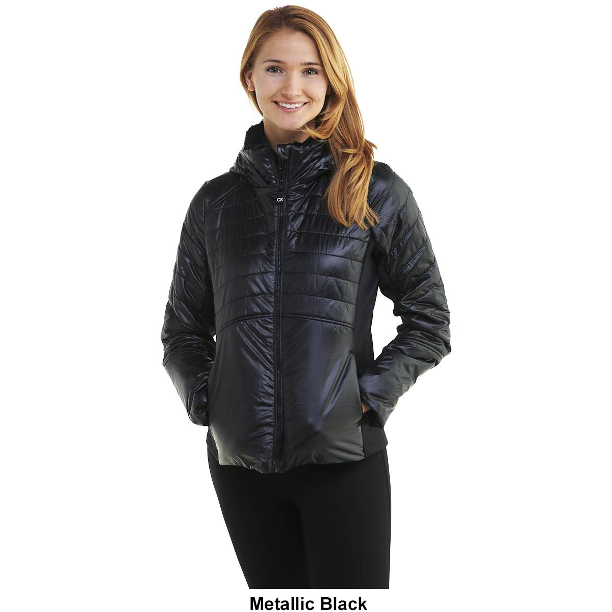 Womens Calvin Klein Performance Hooded Poly Fill Jacket W/Panels
