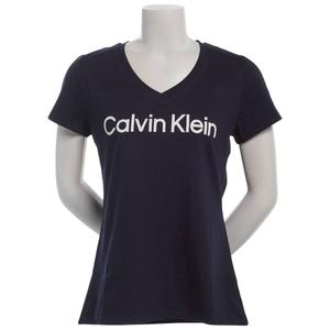 Womens Calvin Klein Performance Logo Short Sleeve V Neck Tee alternate view