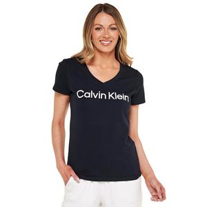 Womens Calvin Klein Performance Logo Short Sleeve V Neck Tee