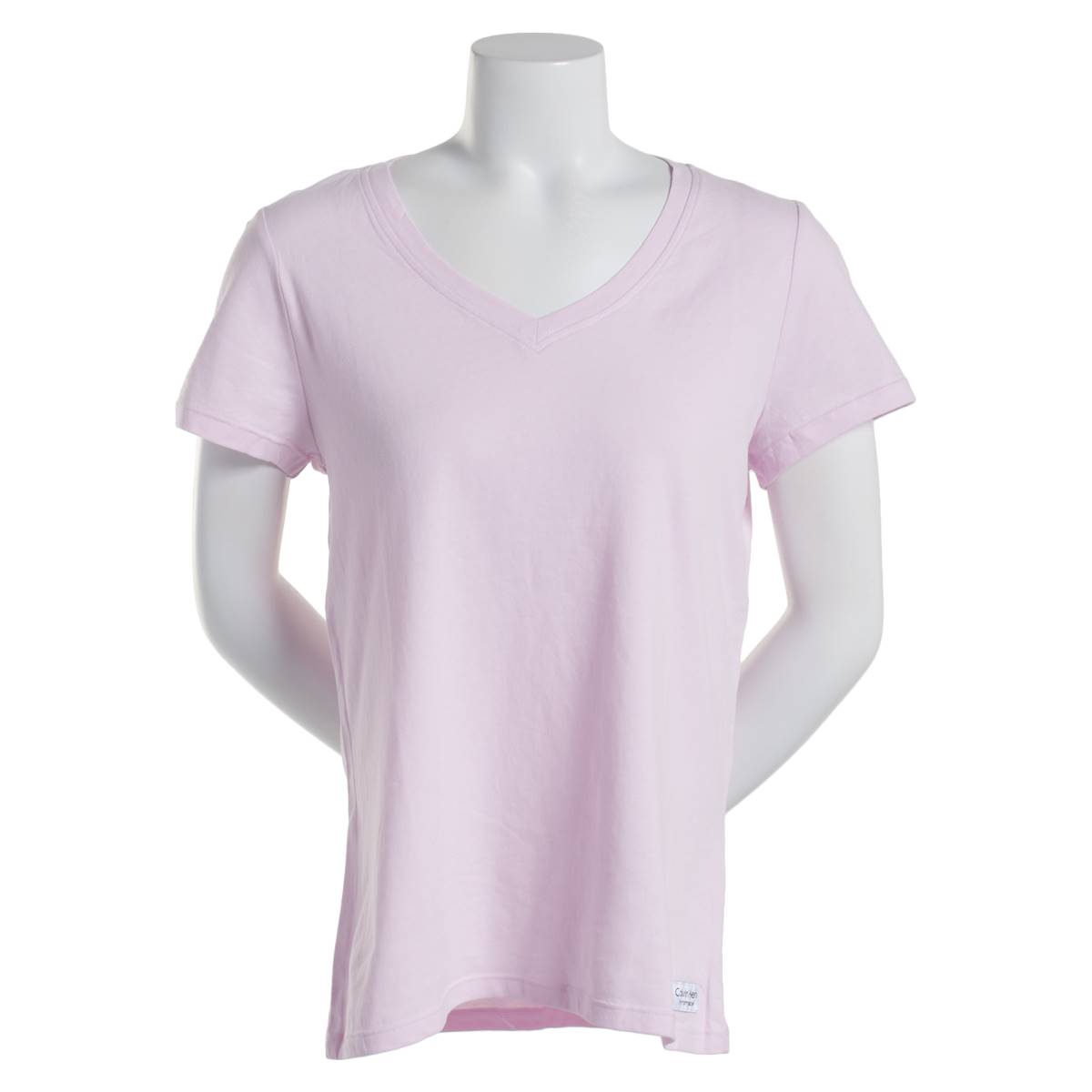 Womens Calvin Klein Performance Logo V-Neck Carbon Peach Tee