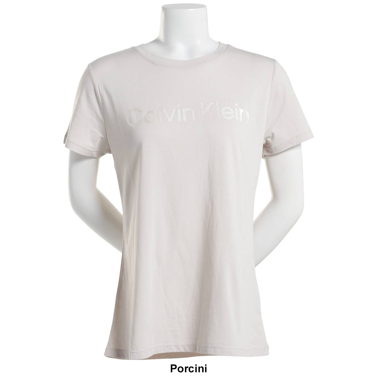 Womens Calvin Klein Performance Metallic Logo Short Sleeve Tee