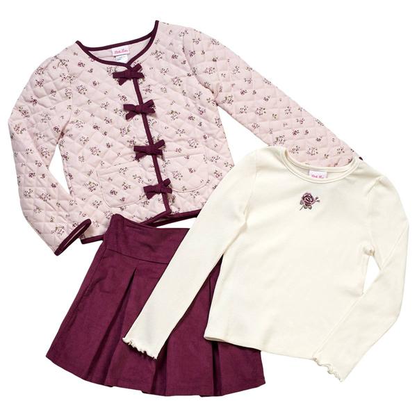 Girls (7-16) Little Lass(R) 3pc. Quilted Jacket w/ Top & Skort Set