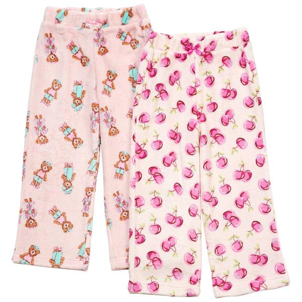 Girls (4-6x) Betsey Johnson 2pk. Cherry/Bears Plush Pajama Pants