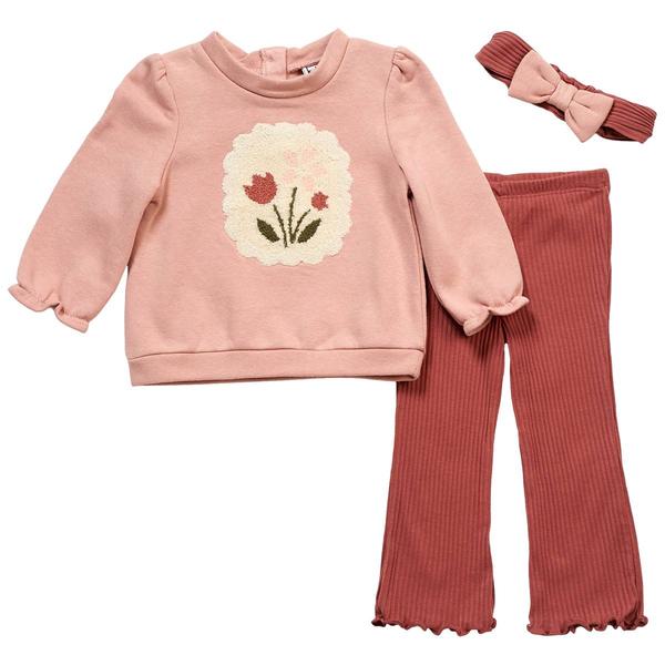 Baby Girl (12-24M) Nicole Miller 3pc. Flower Fleece Set