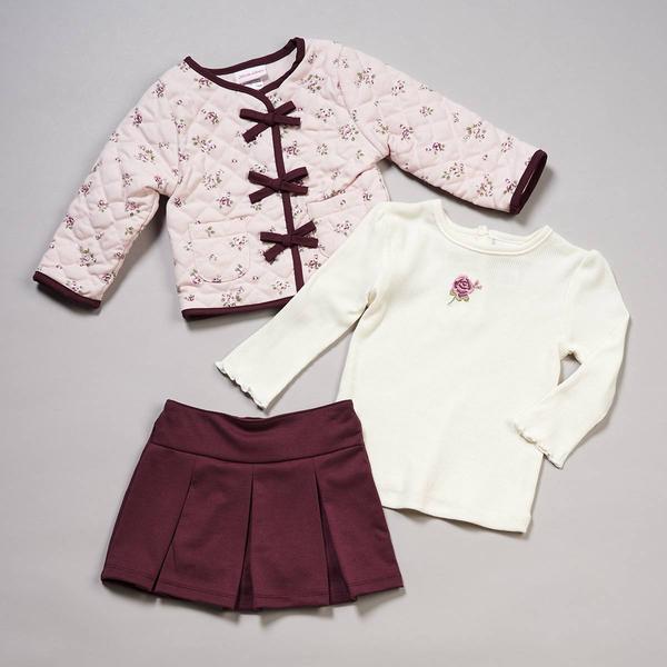 Baby Girl (12-24M) Little Lass(R) 3pc. Floral Quilted Jacket Set