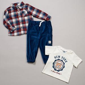 Baby Boy (12-24M) Little Lad 3pc. Tee, Flannel, Knit Corduroy Set