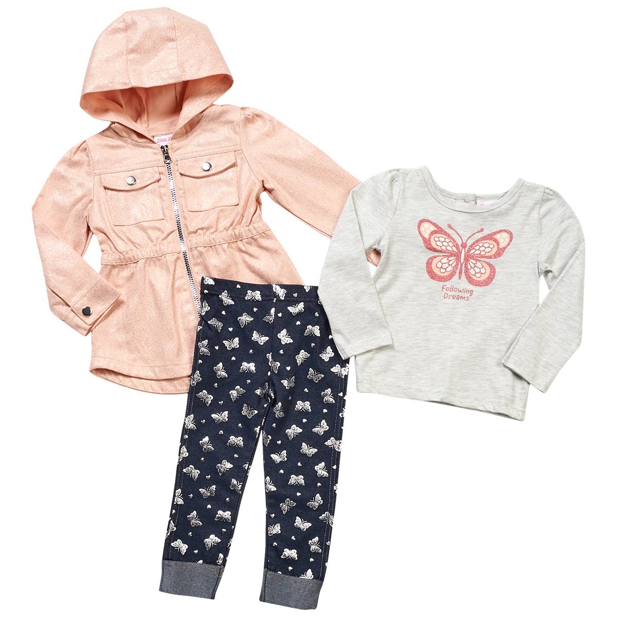 Toddler Girl Little Lass(R) 3pc. Foil Jacket & Foil Jeggings Set