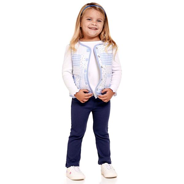 Toddler Girl Little Lass 3pc. Patchwork Vest & Wide Leg Pants Set