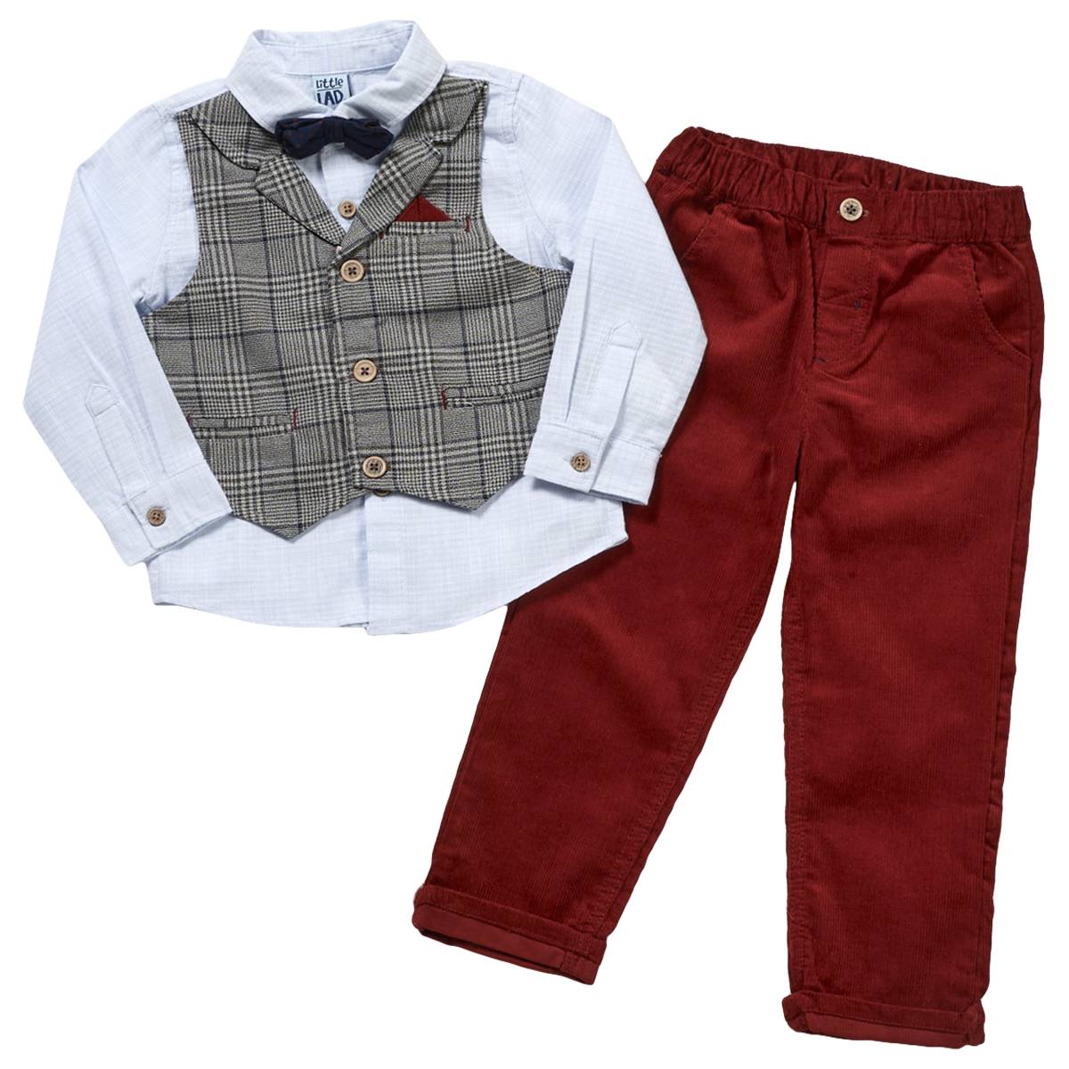 Toddler Boy Little Lad(R) 3pc. Button Up W/Mock Vest & Cord Pants