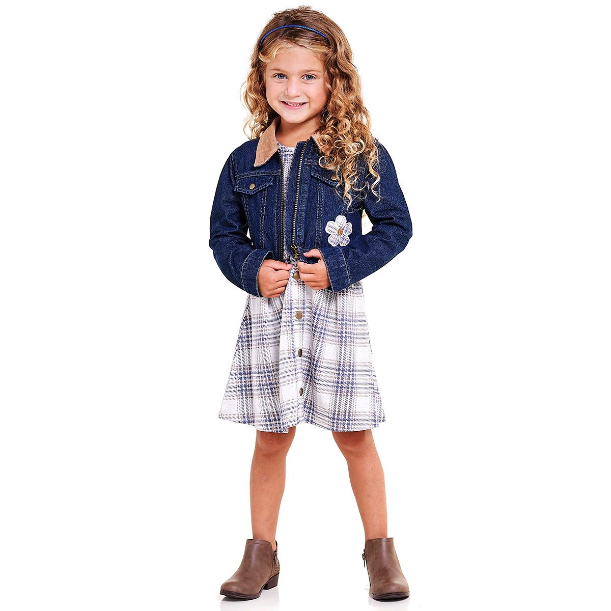 Girls (4-6x) Little Lass(R) 2pc. Plaid Dress w/ Denim Jacket