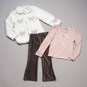 Girls (4-6x) Little Lass(R) 3pc. Faux Fur Jacket w/ Cord Pants Set alternate view