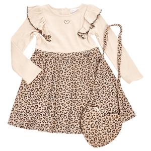 Girls (4-6x) Little Lass(R) Rib Bodice Cheetah Dress w/ Purse alternate view