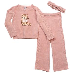 Girls (4-6x) Little Lass(R) 2pc. Chenille Cat Top & Pants Set alternate view