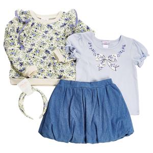 Girls (7-16) Little Lass(R) 3pc. Floral Top/Tee & Bubble Skort Set alternate view