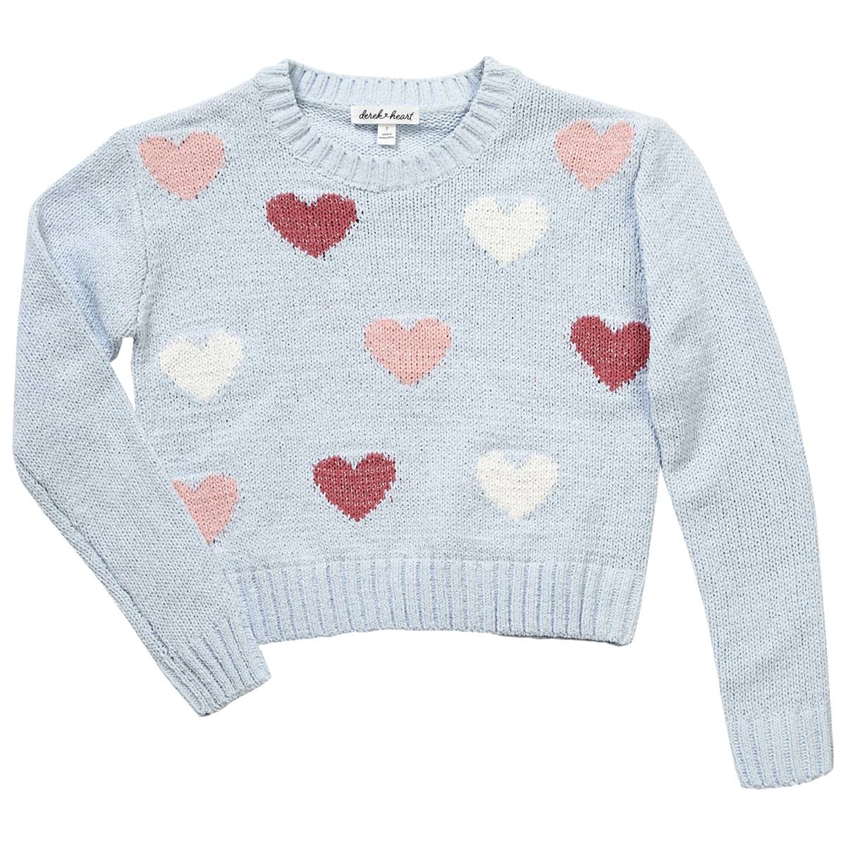 Girls (7-12) Derek Heart Heart Front Lurex Sweater