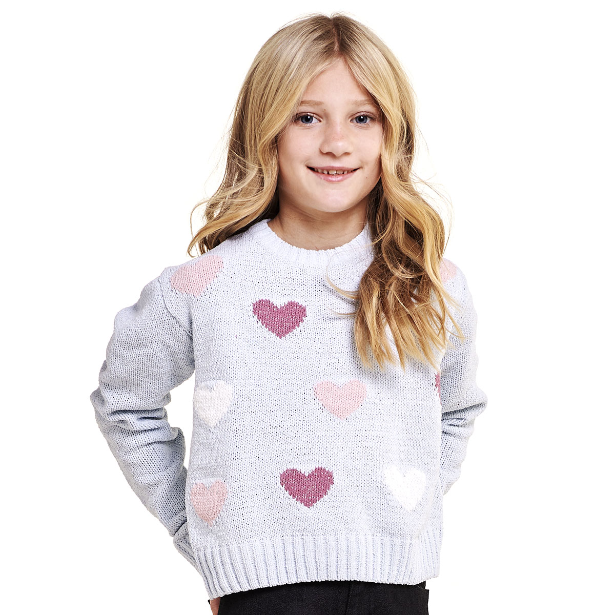 Girls (7-12) Derek Heart Heart Front Lurex Sweater