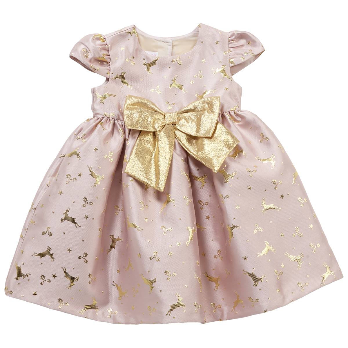 Toddler Girl Bonnie Jean Metallic Reindeer Dress W/Bow
