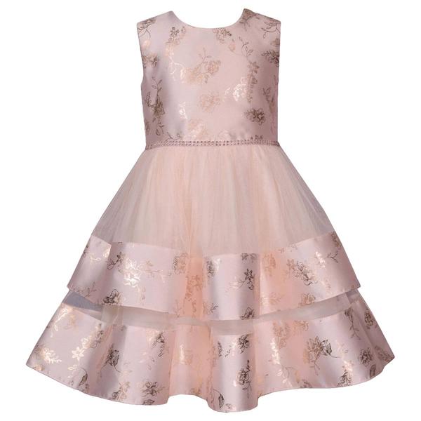 Girls (4-6x) Bonnie Jean Floral Foiled Bodice Double Skirt Dress alternate view