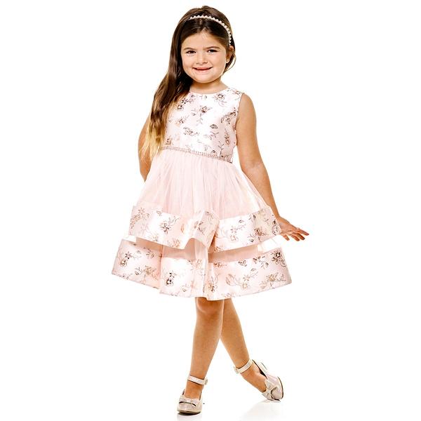 Girls (4-6x) Bonnie Jean Floral Foiled Bodice Double Skirt Dress