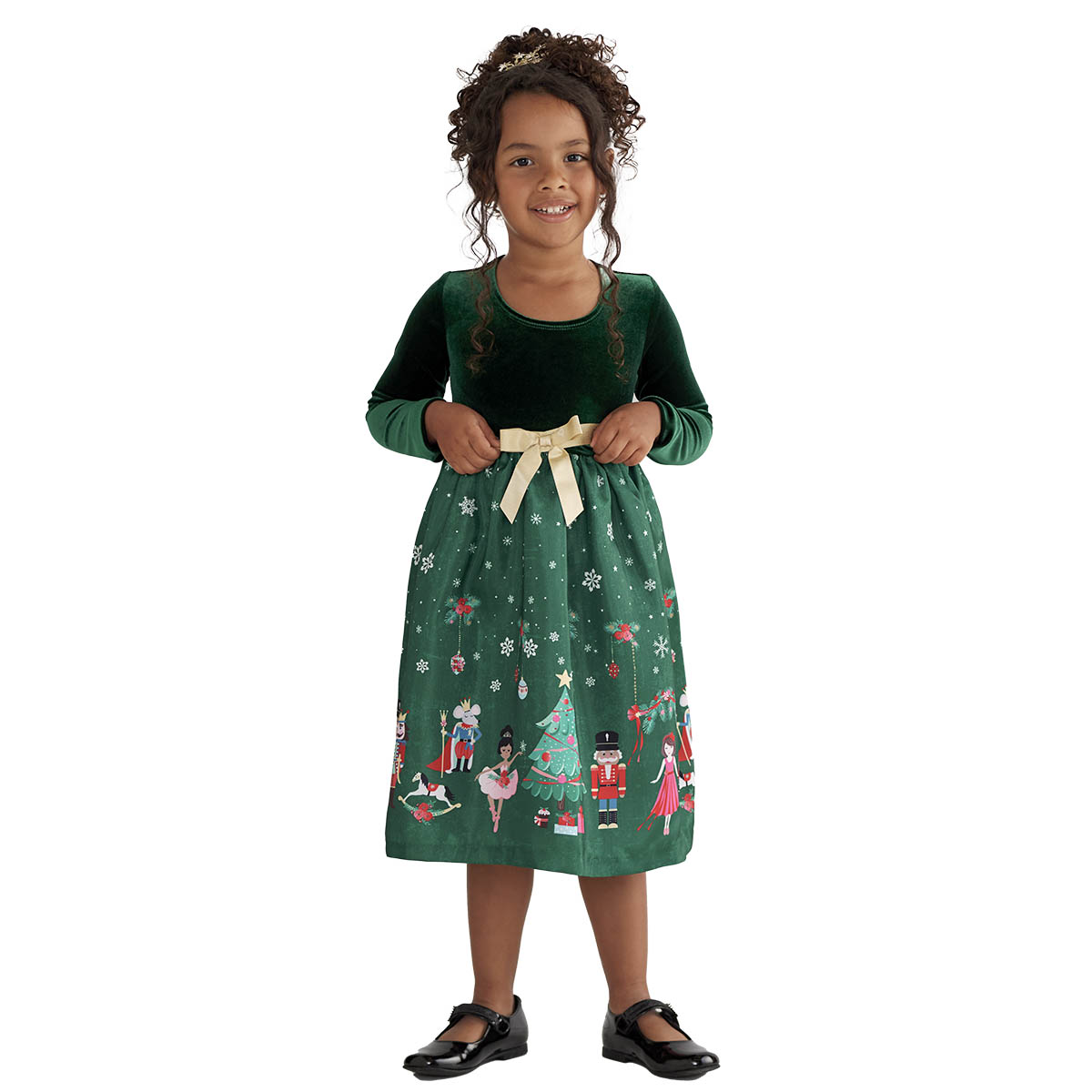 Girls (4-6x) Bonnie Jean Velvet Drop Waist Nutcracker Dress