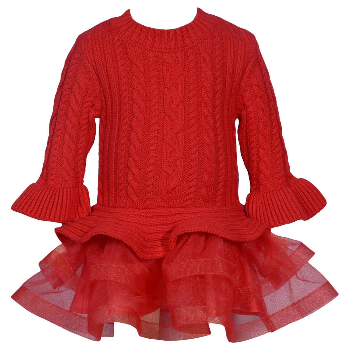 Girls (4-6x) Bonnie Jean Cable Sweater Horsehair Tutu Dress