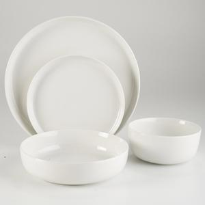 Gibson Home White Deco 16pc. Double Bowl Dinnerware Set