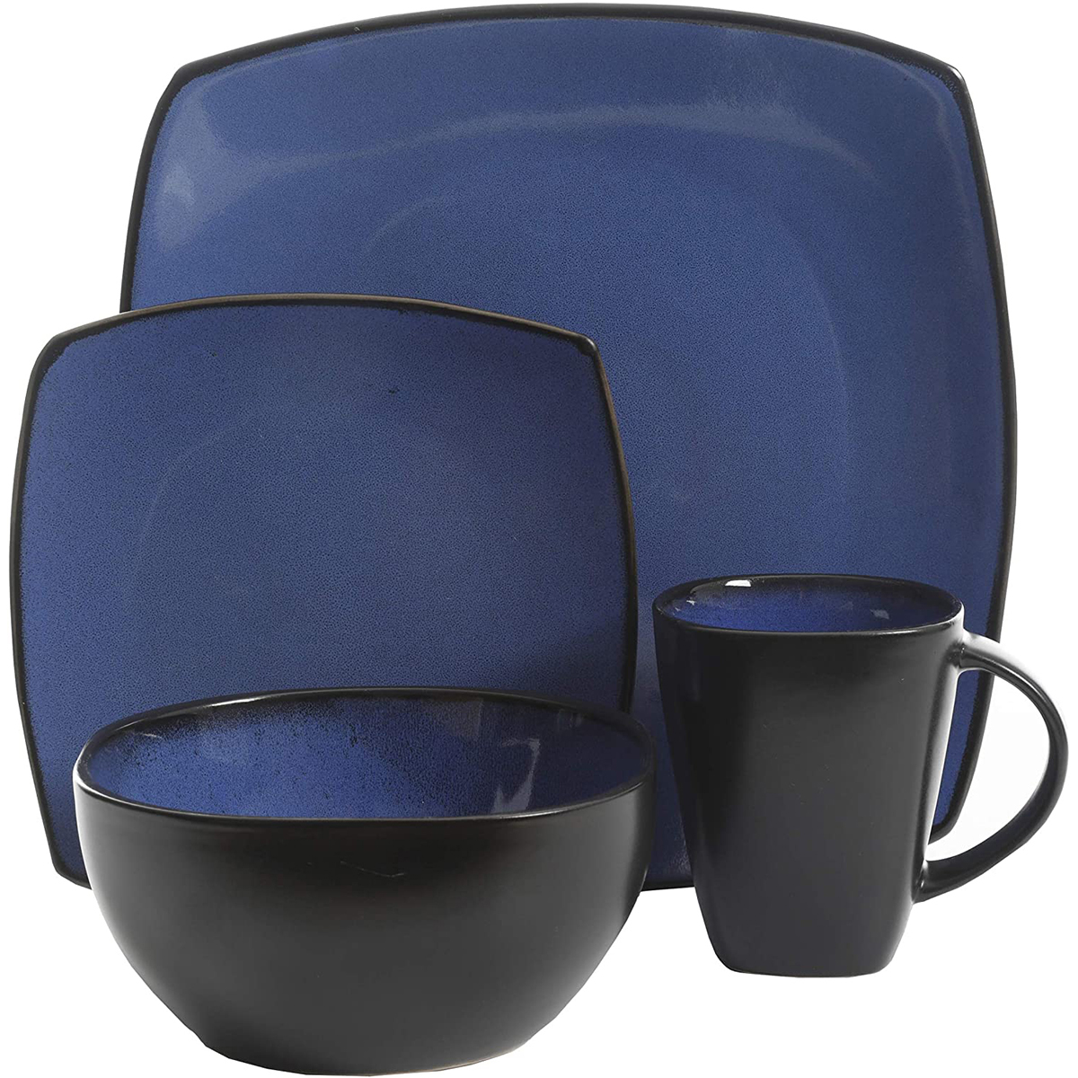 Gibson 16pc. Blue Soho Lounge Square Dinnerware Set