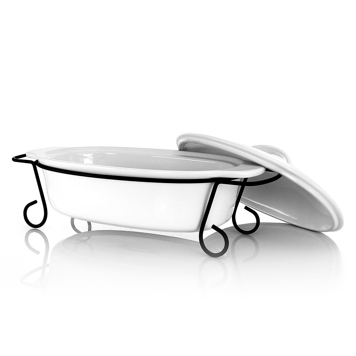 Gracious Dining Oval Stoneware Bakeware With Lid & Metal Rack