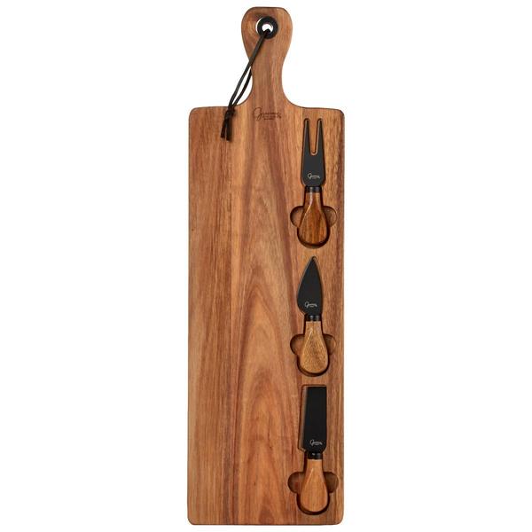 Gracious Dining Acacia Wood Board with Cheese Knife