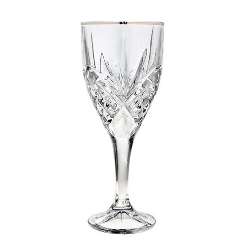 Godinger Dublin Set of 4 Platinum Banded Wine Goblets