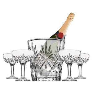 Godinger Dublin 5pc. Crystal Champagne Ice Bucket & Coupe Set