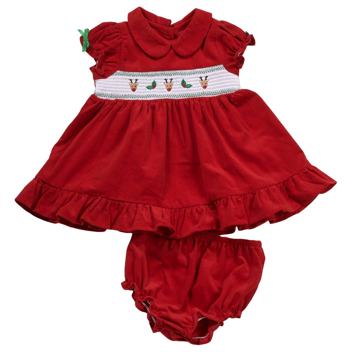 Baby Girl (12-24M) Good Lad Reindeer Smocked Dress W/Diaper Cover
