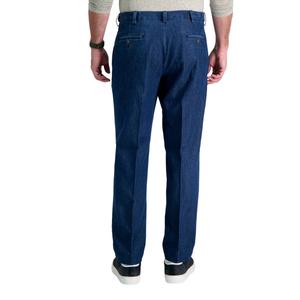 Mens Haggar(R) Stretch Denim Trouser Classic Fit Pleat Front Pants alternate view