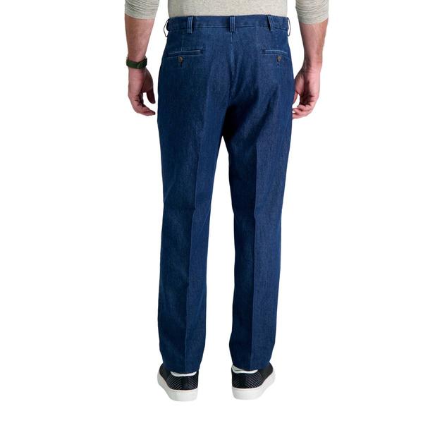 Mens Haggar(R) Stretch Denim Trouser Classic Fit Pleat Front Pants alternate view