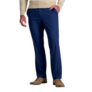 haggar blue dress pants Haggar Premium Comfort Tonal Plaid Dress Pants, Flat Front in Chambray
