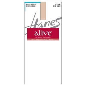 Womens Hanes(R) Alive 2pk Full Support Knee High Hosiery