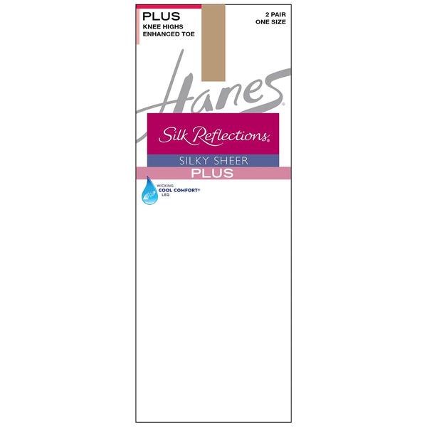 Womens Hanes(R) Silk Reflections 2pk. Plus Knee High Hosiery alternate view