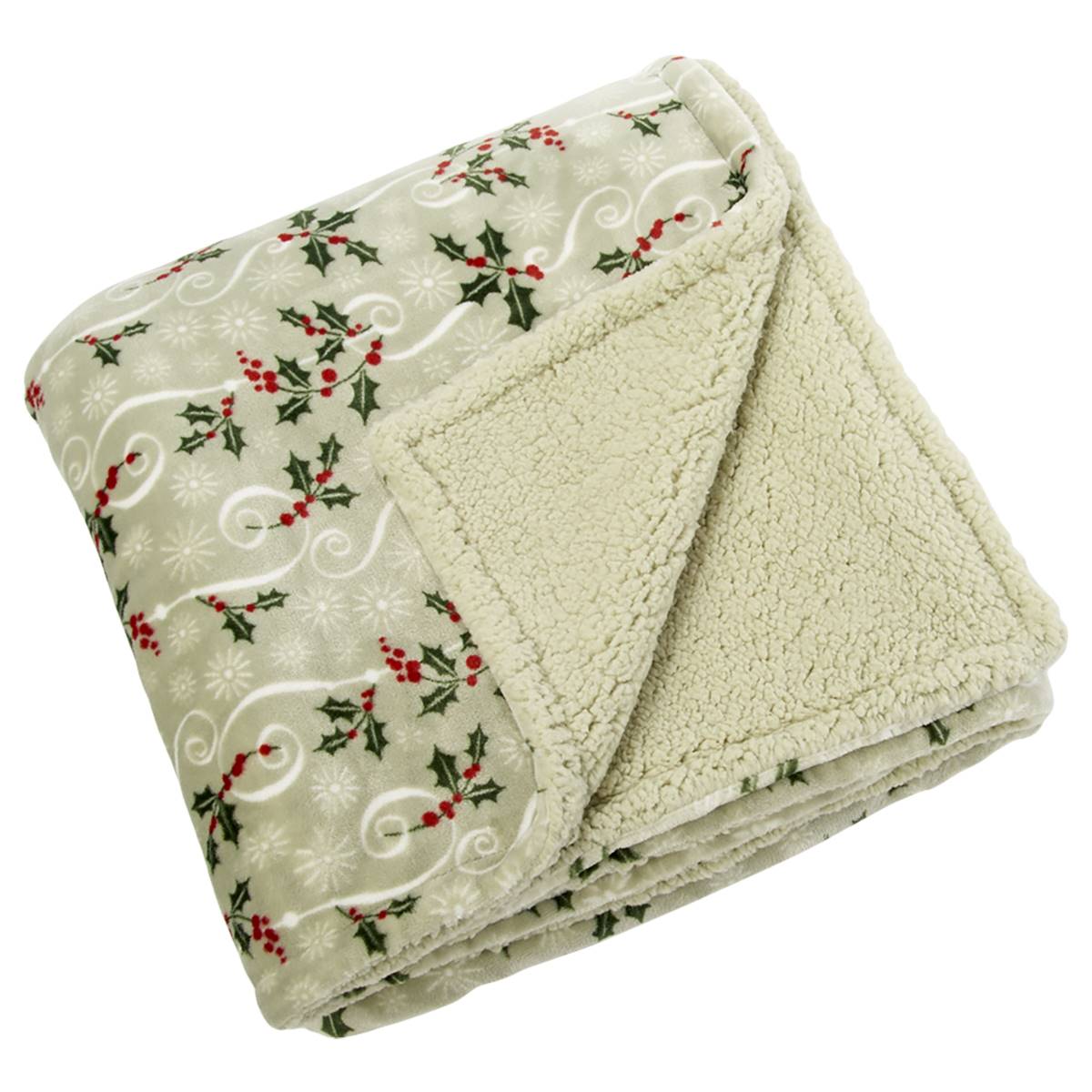 Mountain Ridge Holly Swirl Plush Sherpa Throw