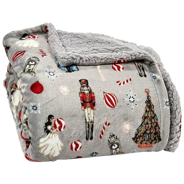 Mountain Ridge Holiday Sugarplum Reversible Sherpa Throw