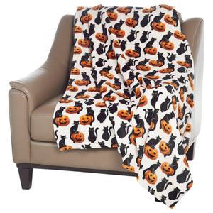 Ashley Cooper(tm) Jack-O-Lanterns and Black Cat Plush Throw alternate view