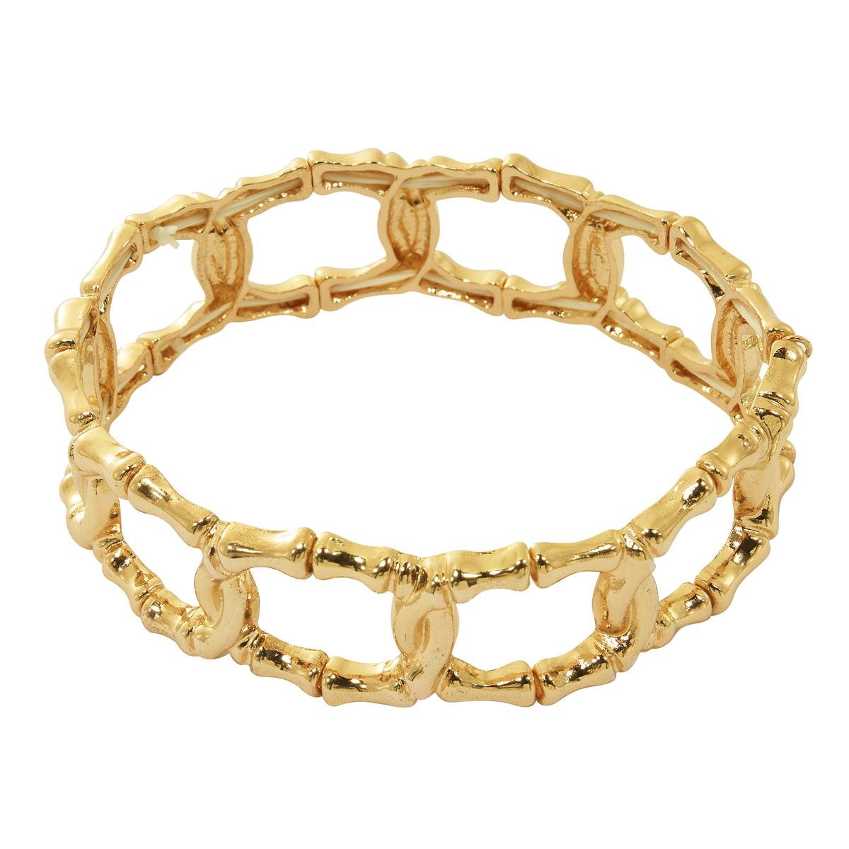 Design Collection Gold-Tone Cutout Bamboo Links Stretch Bracelet