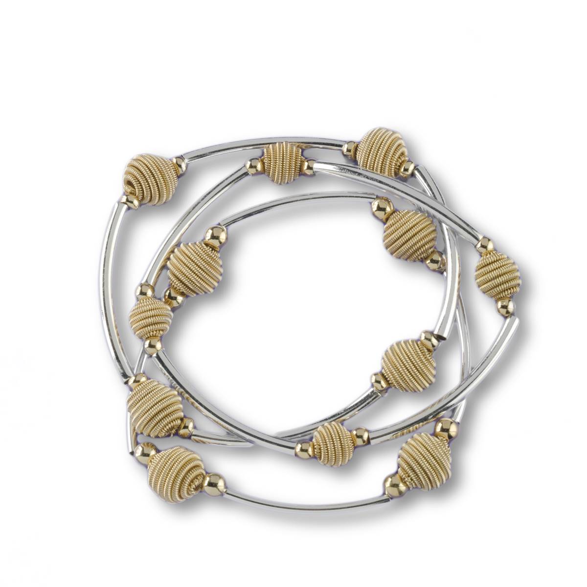 Design Collection Two-Tone Textured Bead Stretch Bracelet