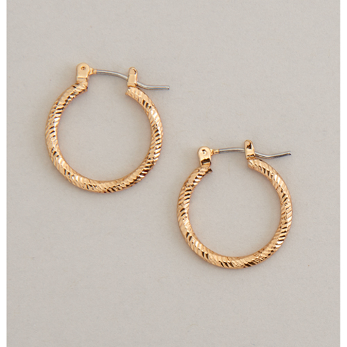 Design Collection Click-It Diamond Textured Hoop Earrings