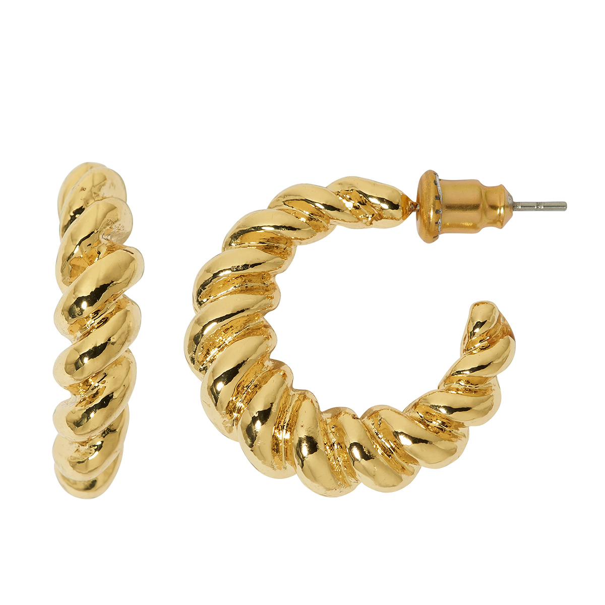 Design Collection Gold Plated Twisted Rope Hoop Earrings