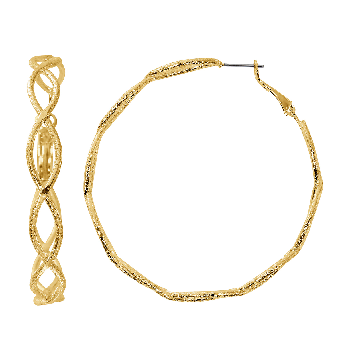 Design Collection Gold-Tone Braided Design Hoop Earrings