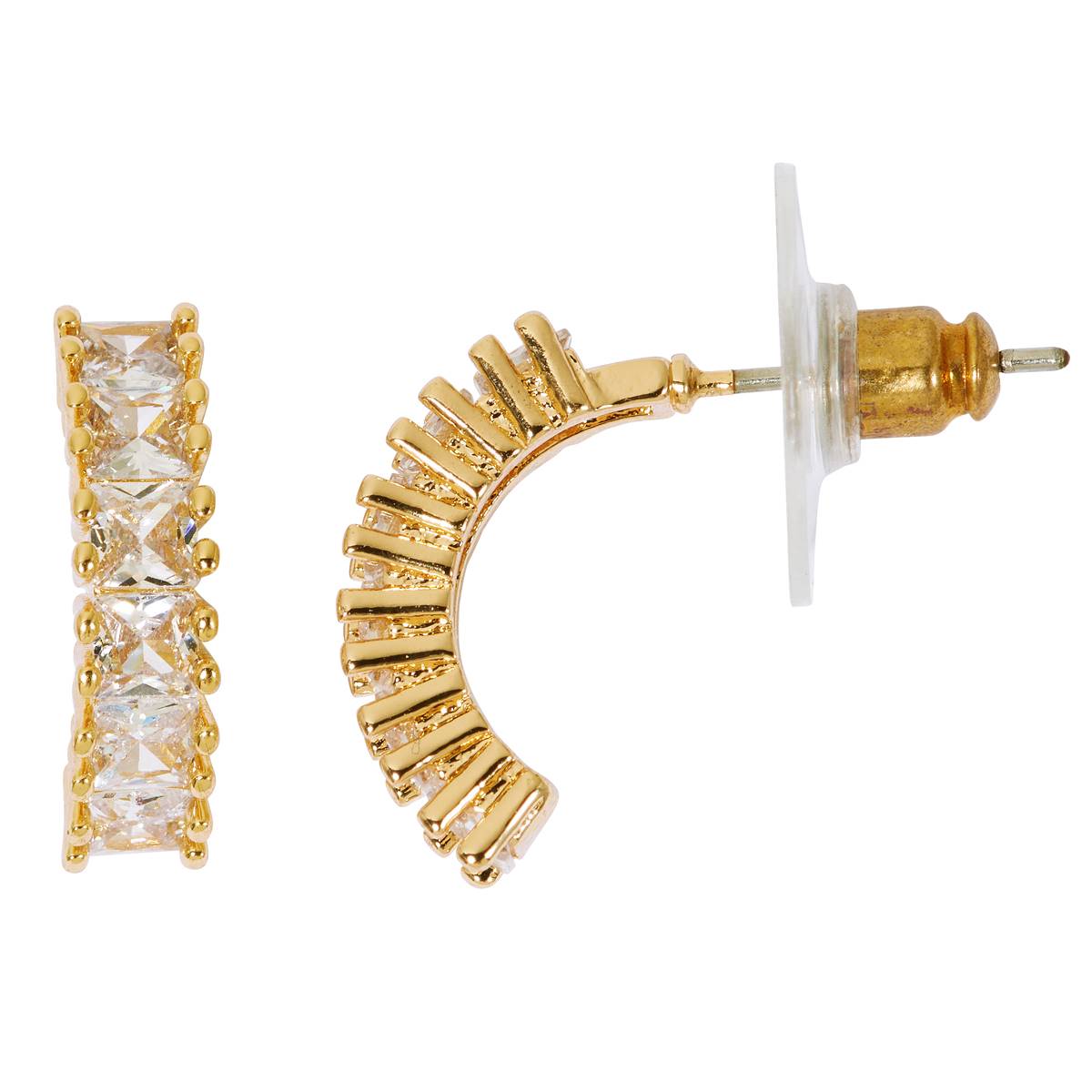 Design Collection CZ Half Hoop Earrings