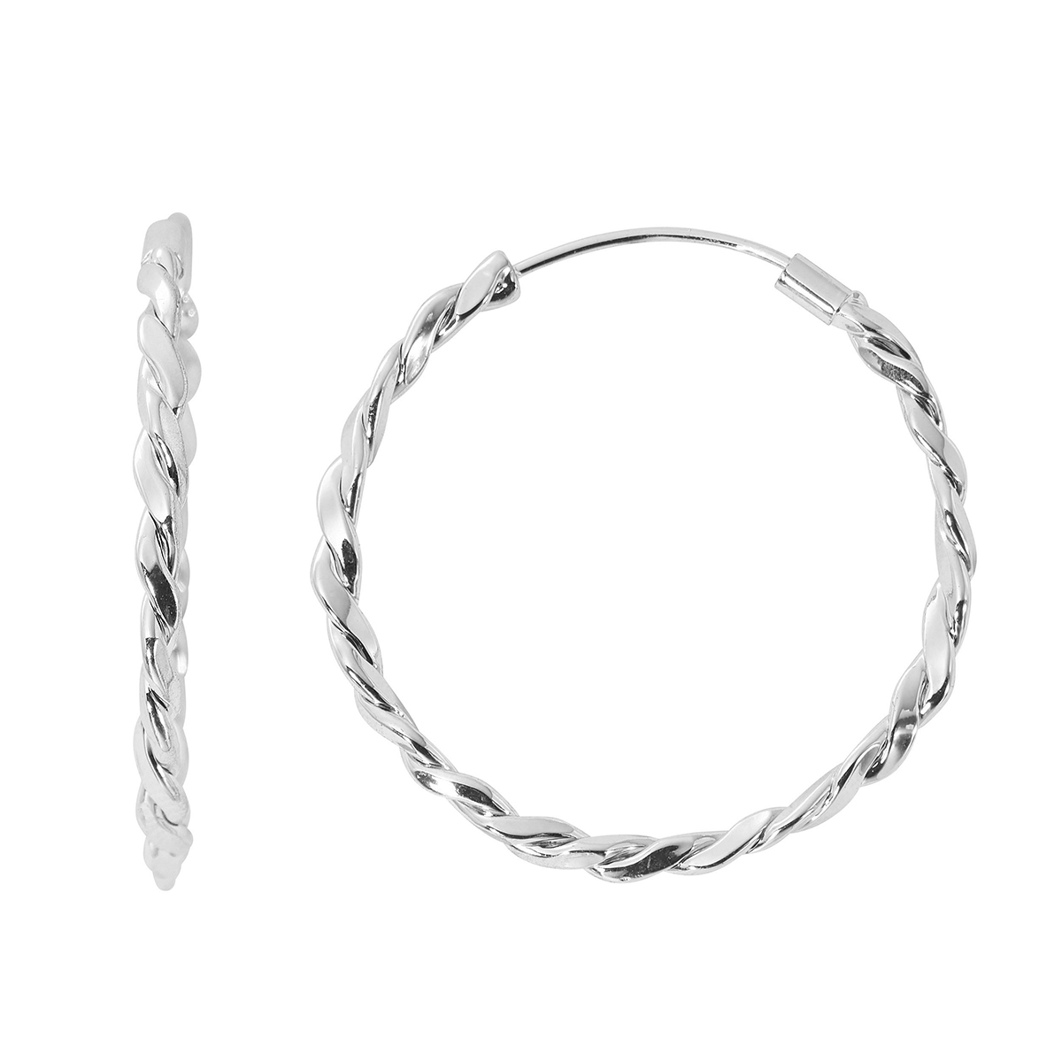 Design Collection Silver-Tone Wire Twisted Hoop Earrings