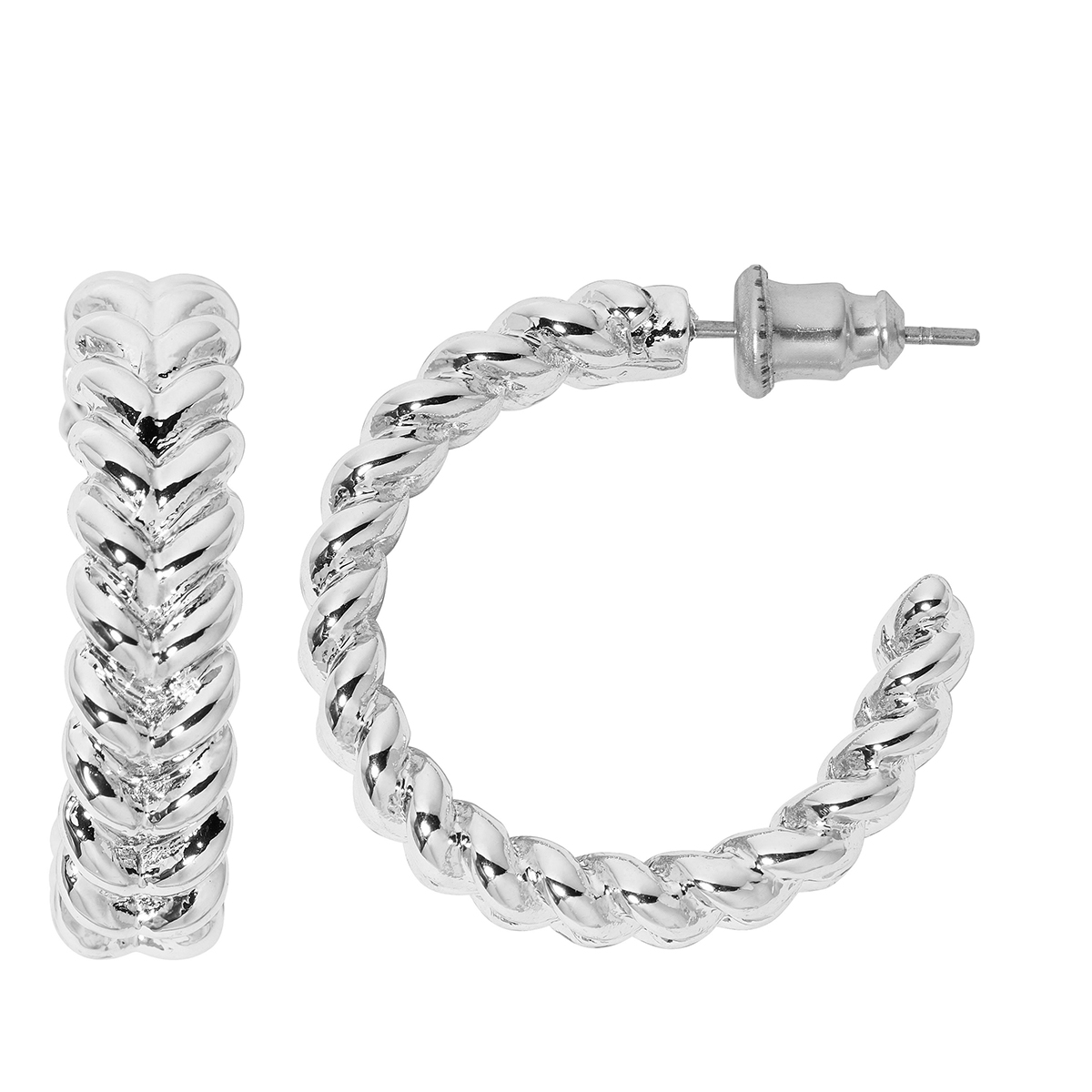 Design Collection Silver Plated Braided Hoop Earrings