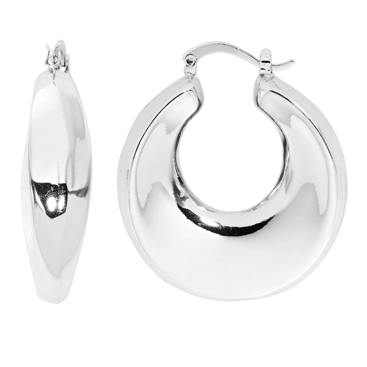 Design Collection 1.6in. Polished Chunky Crescent Hoop Earrings